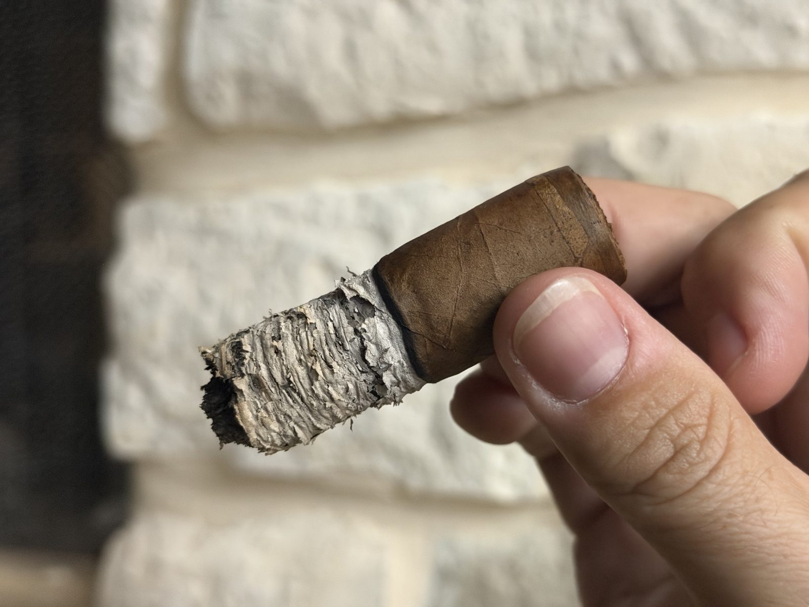 My Father Blue Toro in the final third, both bands removed, tight gray ash on the foot